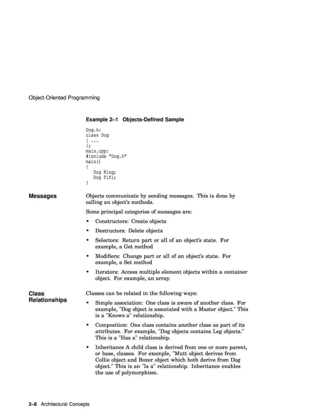 Compaq Reliable Transaction Router manual Messages Class Relationships, Example 2-1 Objects-Deﬁned Sample 