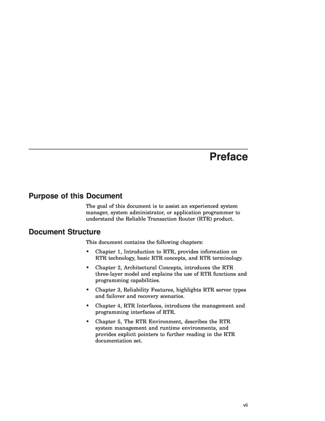 Compaq Reliable Transaction Router manual Preface, Purpose of this Document, Document Structure 