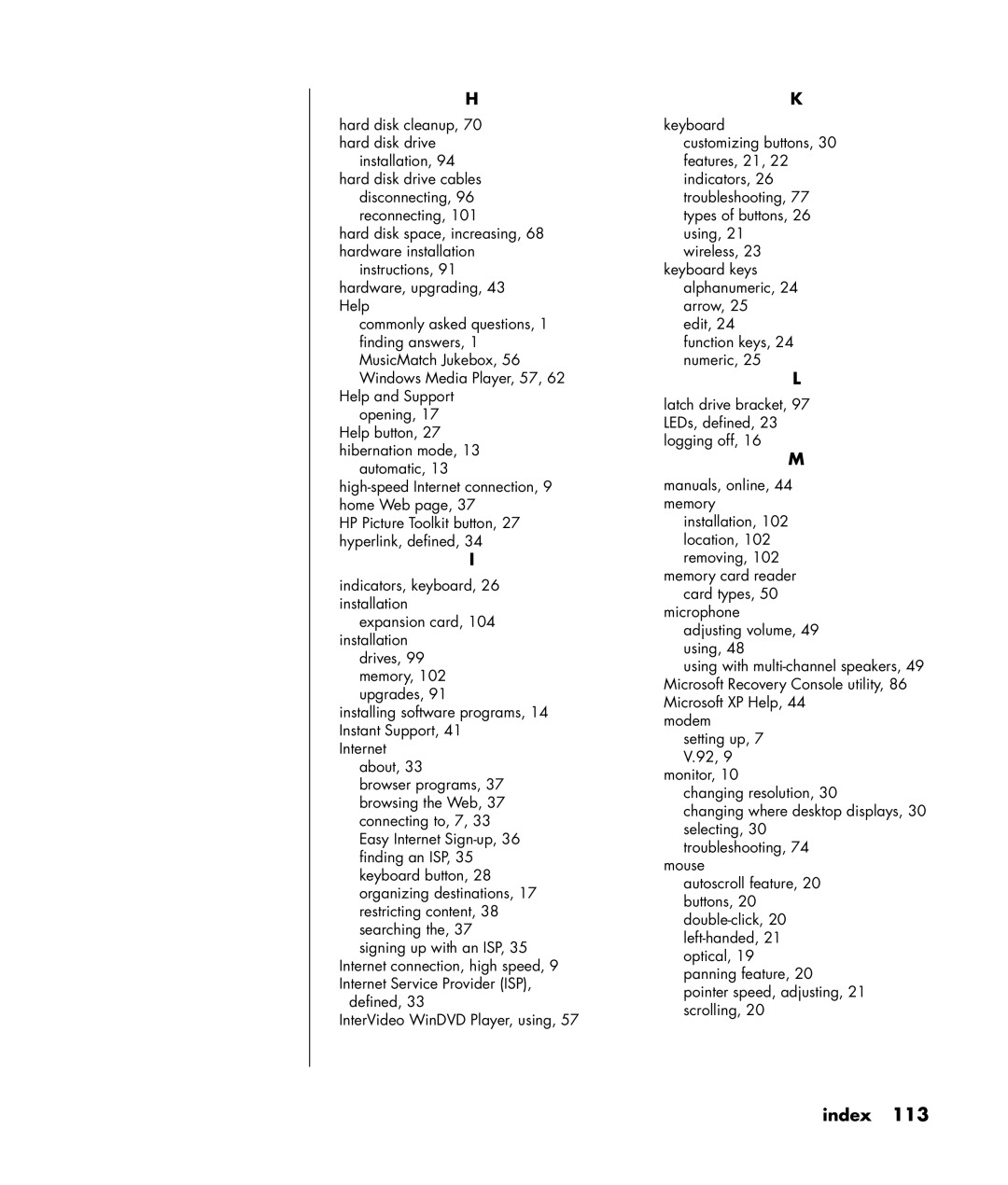 Compaq S0000 / 8000 manual Index 