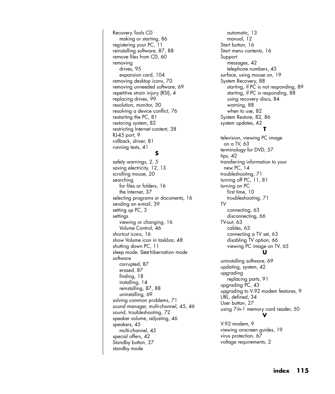 Compaq S0000 / 8000 manual Messages, 42 telephone numbers 