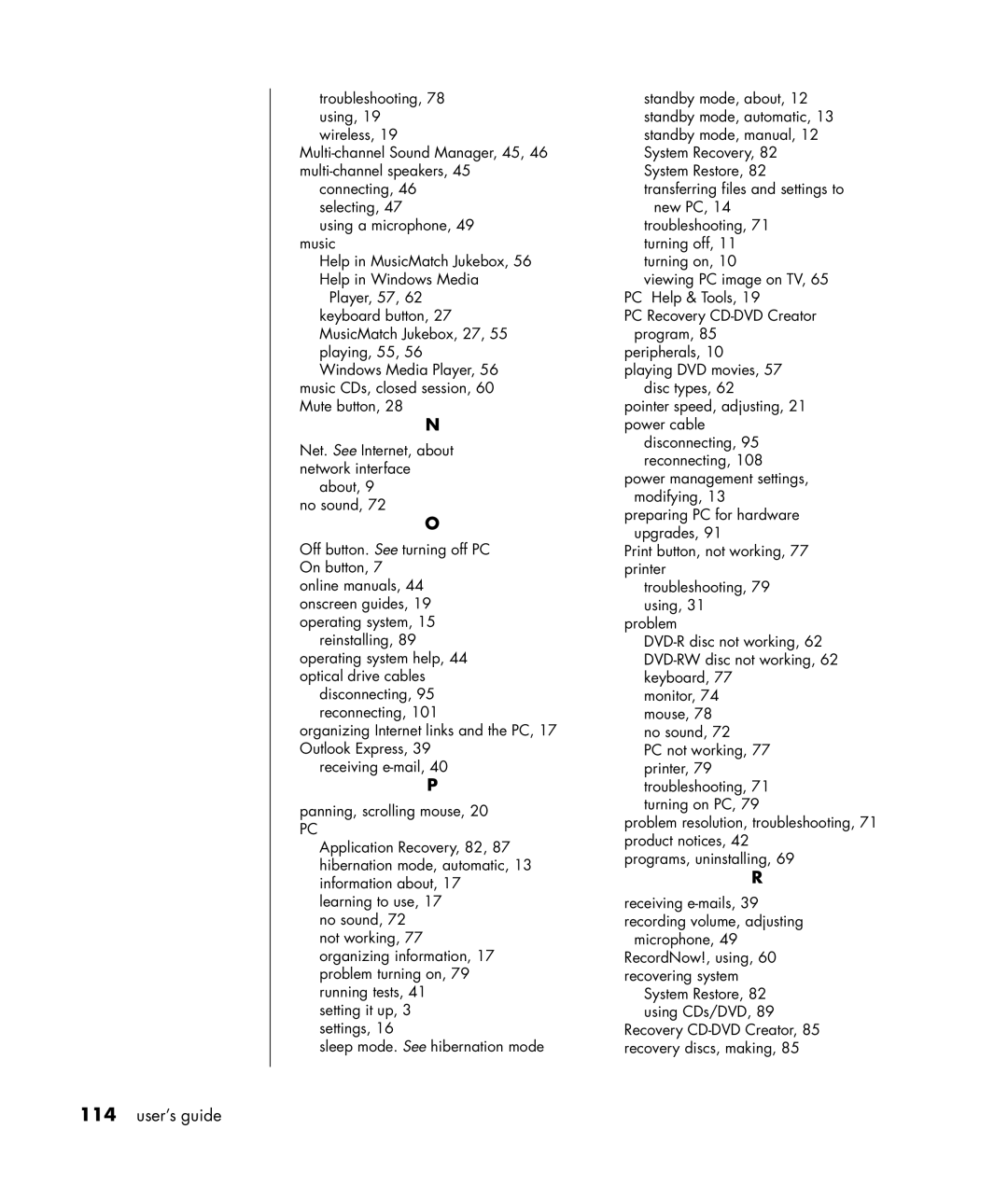 Compaq S0000 Series manual Receiving e-mails, 39 recording volume, adjusting 