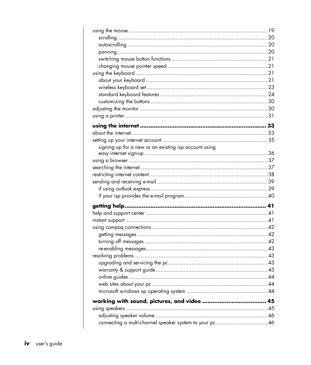 Compaq S0000 Series manual Using the internet 