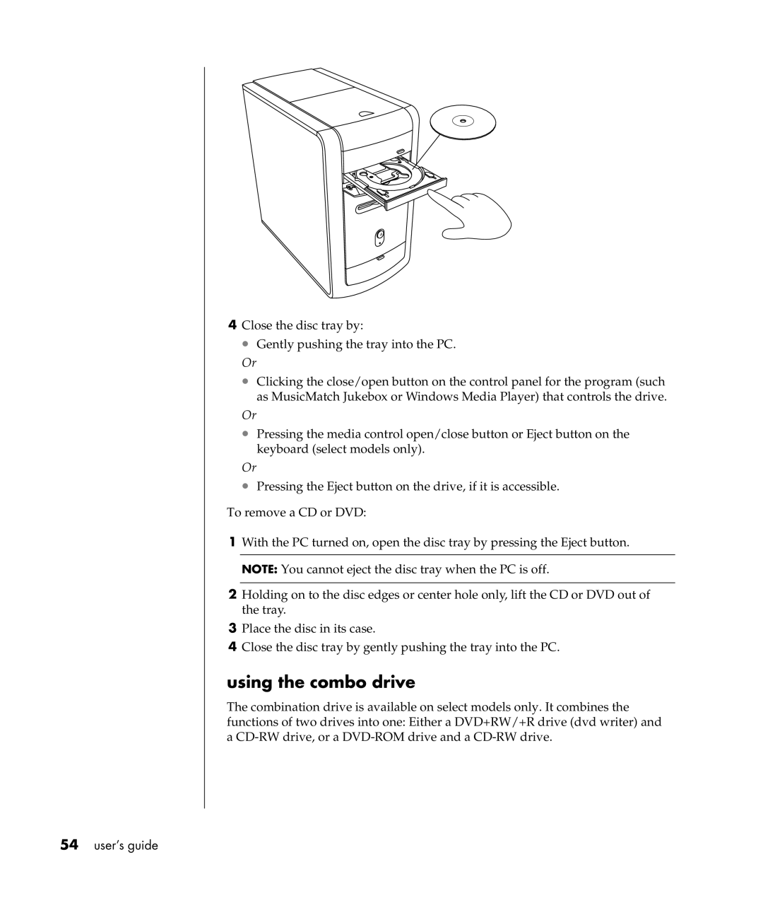 Compaq S0000 Series manual Using the combo drive 