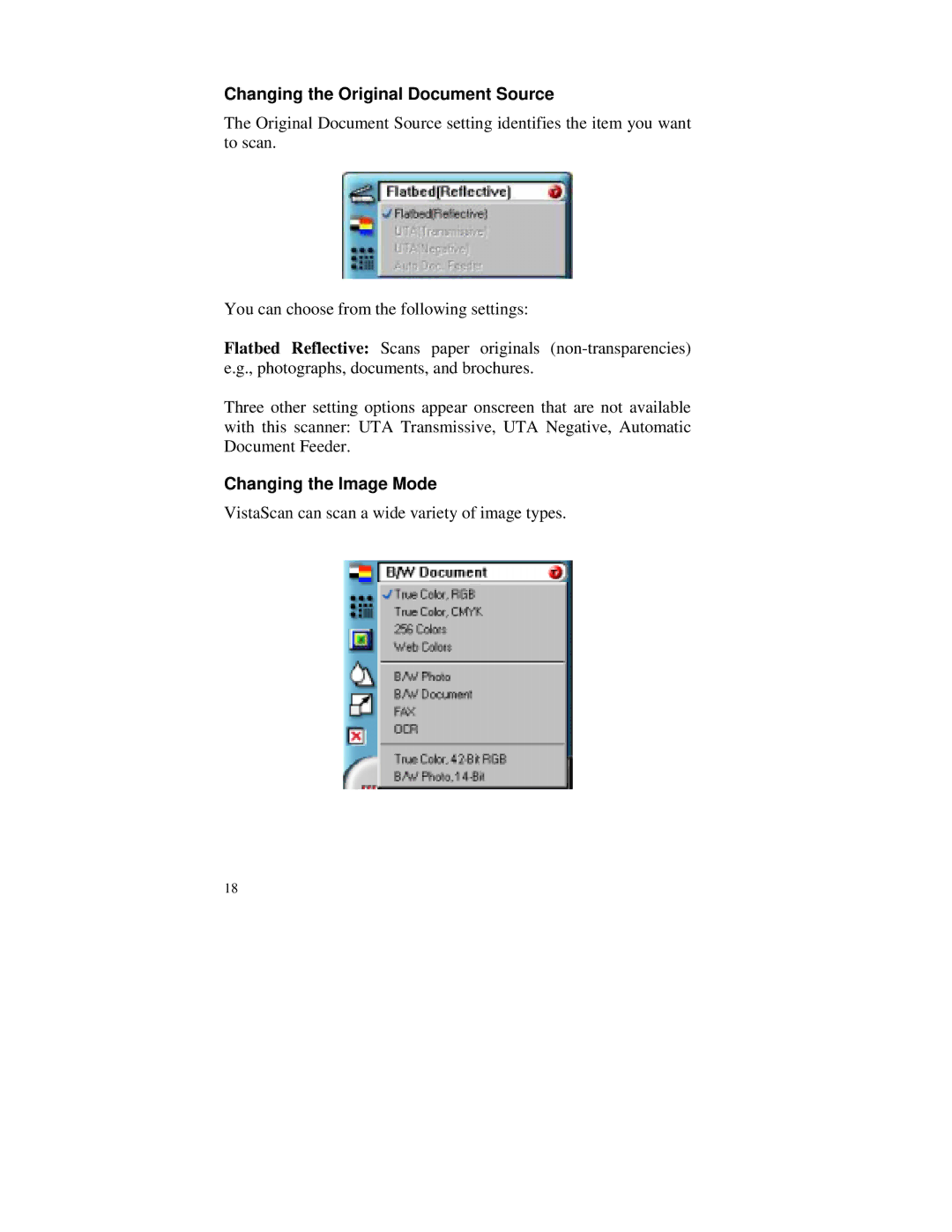 Compaq S4 100 manual Changing the Original Document Source, Changing the Image Mode 