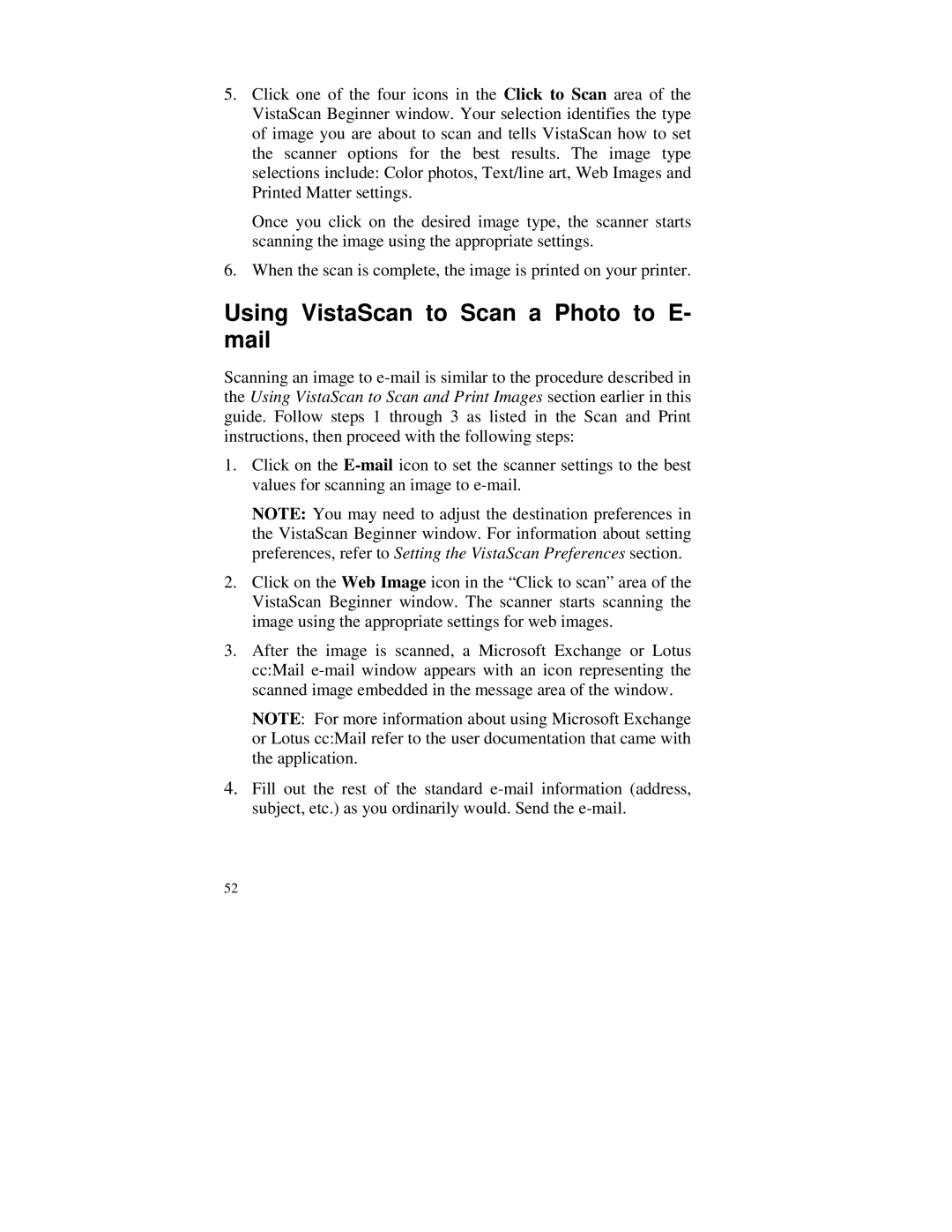 Compaq S4 100 manual Using VistaScan to Scan a Photo to E- mail 