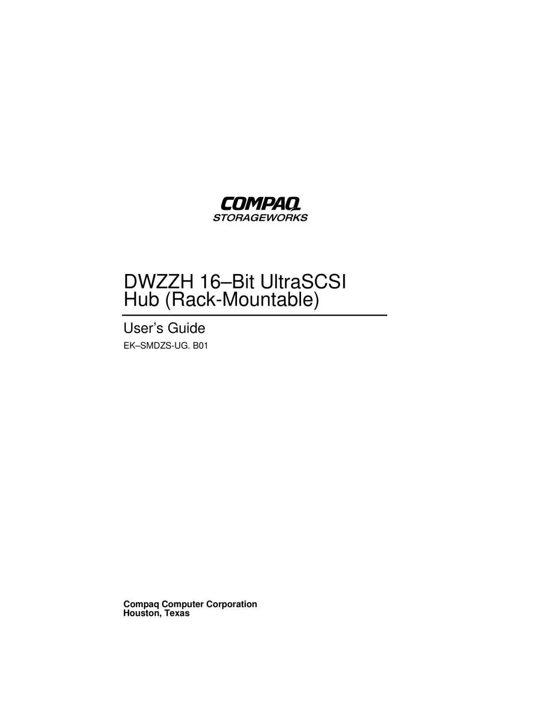 Compaq S5 manual Dwzzh 16-Bit UltraSCSI Hub Rack-Mountable 