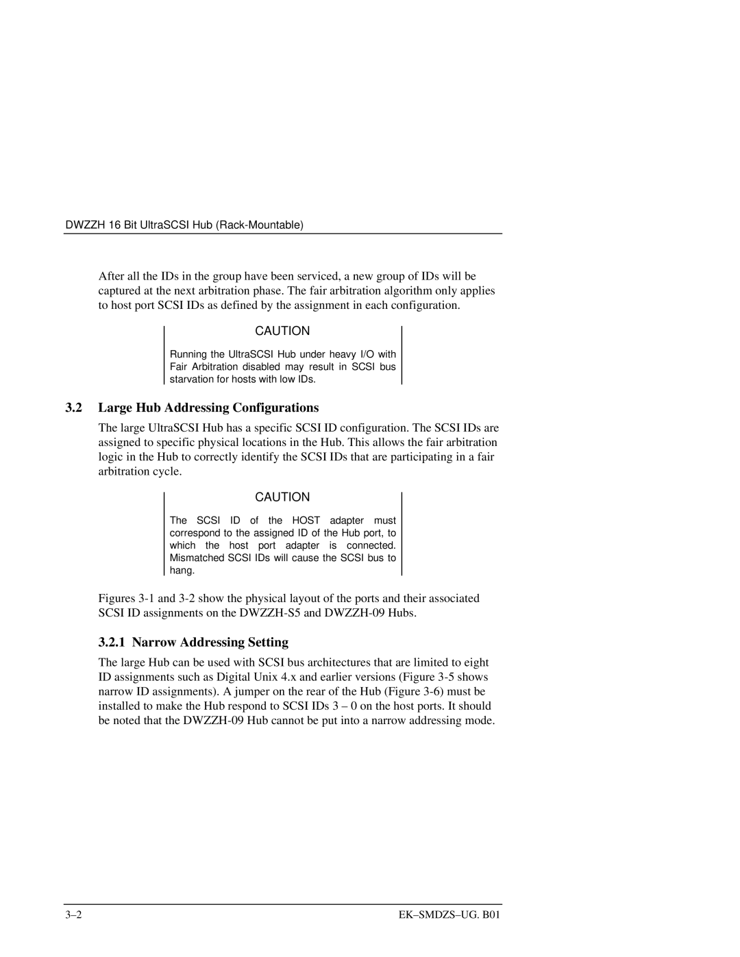 Compaq S5 manual Large Hub Addressing Configurations, Narrow Addressing Setting 