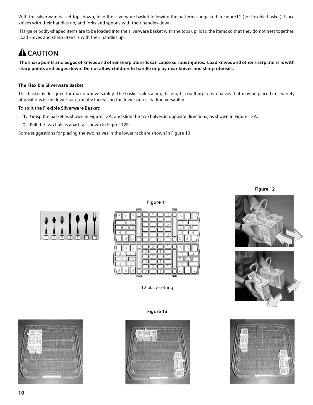 Compaq SHE55C manual To split the Flexible Silverware Basket 