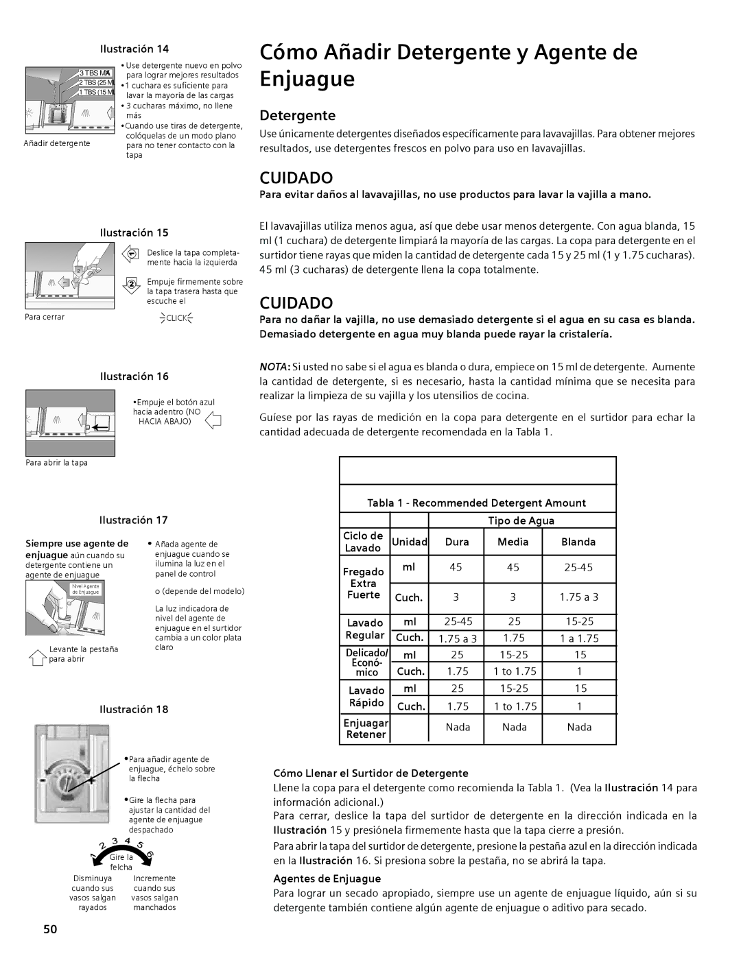 Compaq SHE55C manual Cómo Añadir Detergente y Agente de, Enjuague 