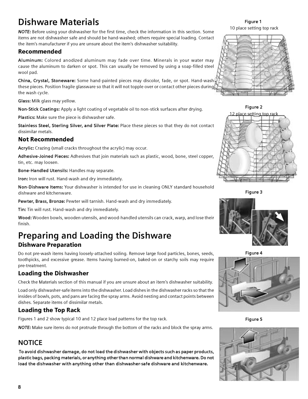 Compaq SHE55C manual Dishware Materials, Preparing and Loading the Dishware 