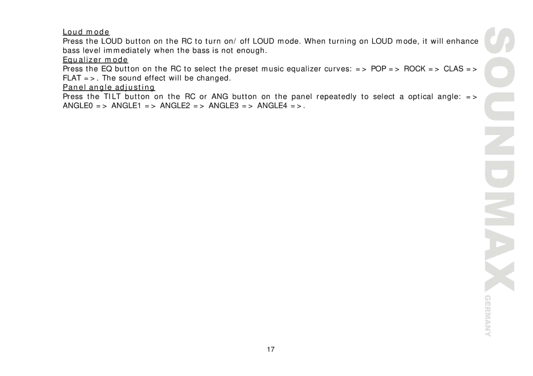 Compaq SM-CMD3006 instruction manual Loud mode, Equalizer mode, Panel angle adjusting 