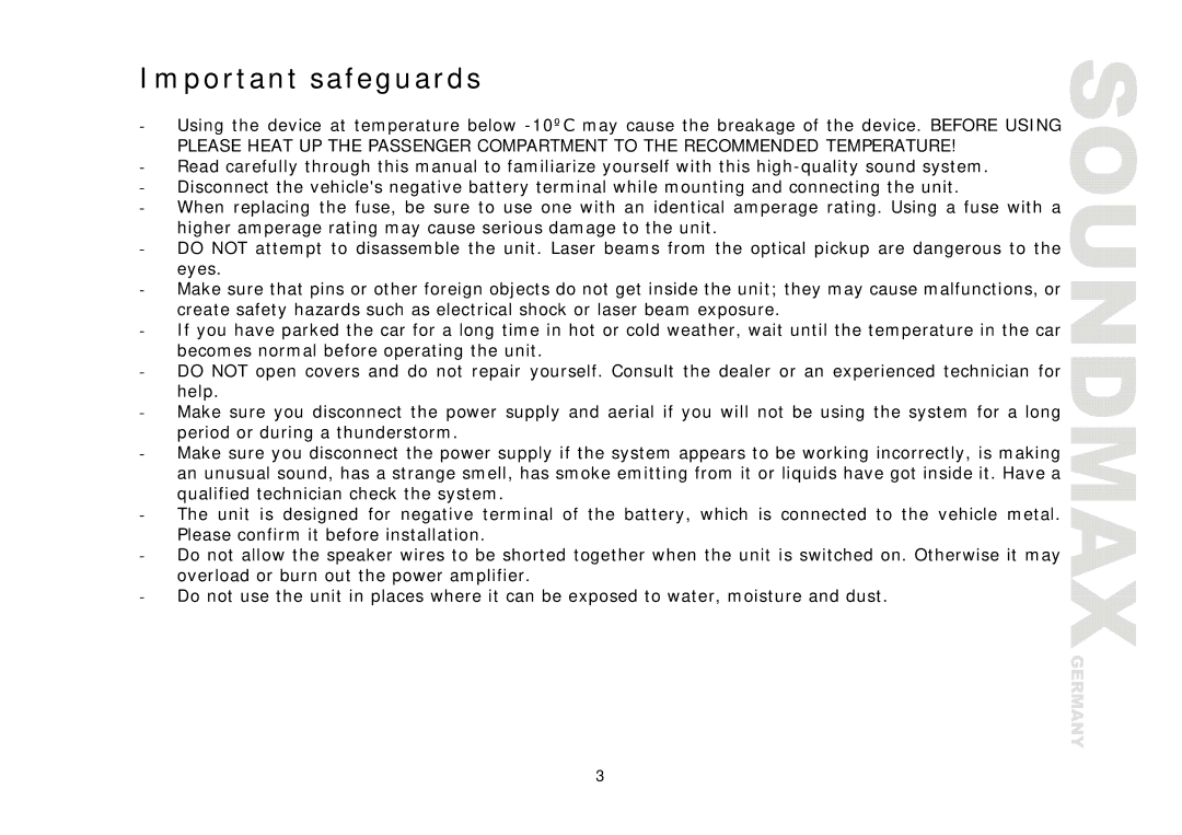 Compaq SM-CMD3006 instruction manual Important safeguards 