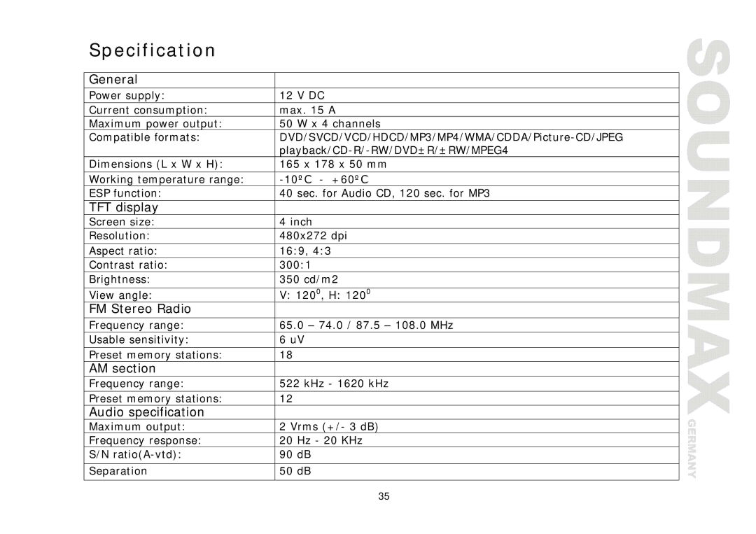 Compaq SM-CMD3006 instruction manual Specification, General 