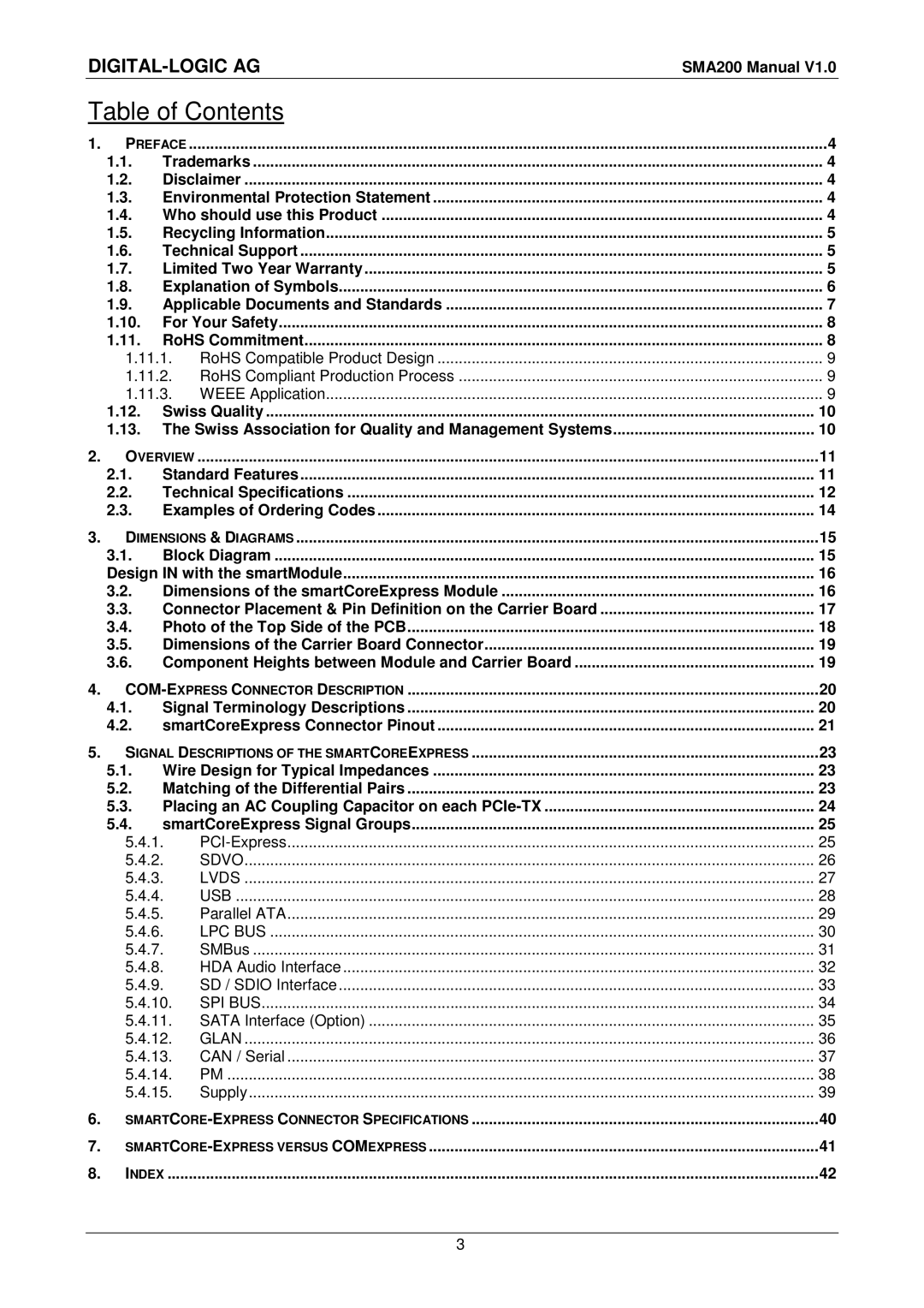 Compaq SMA200 user manual Table of Contents 