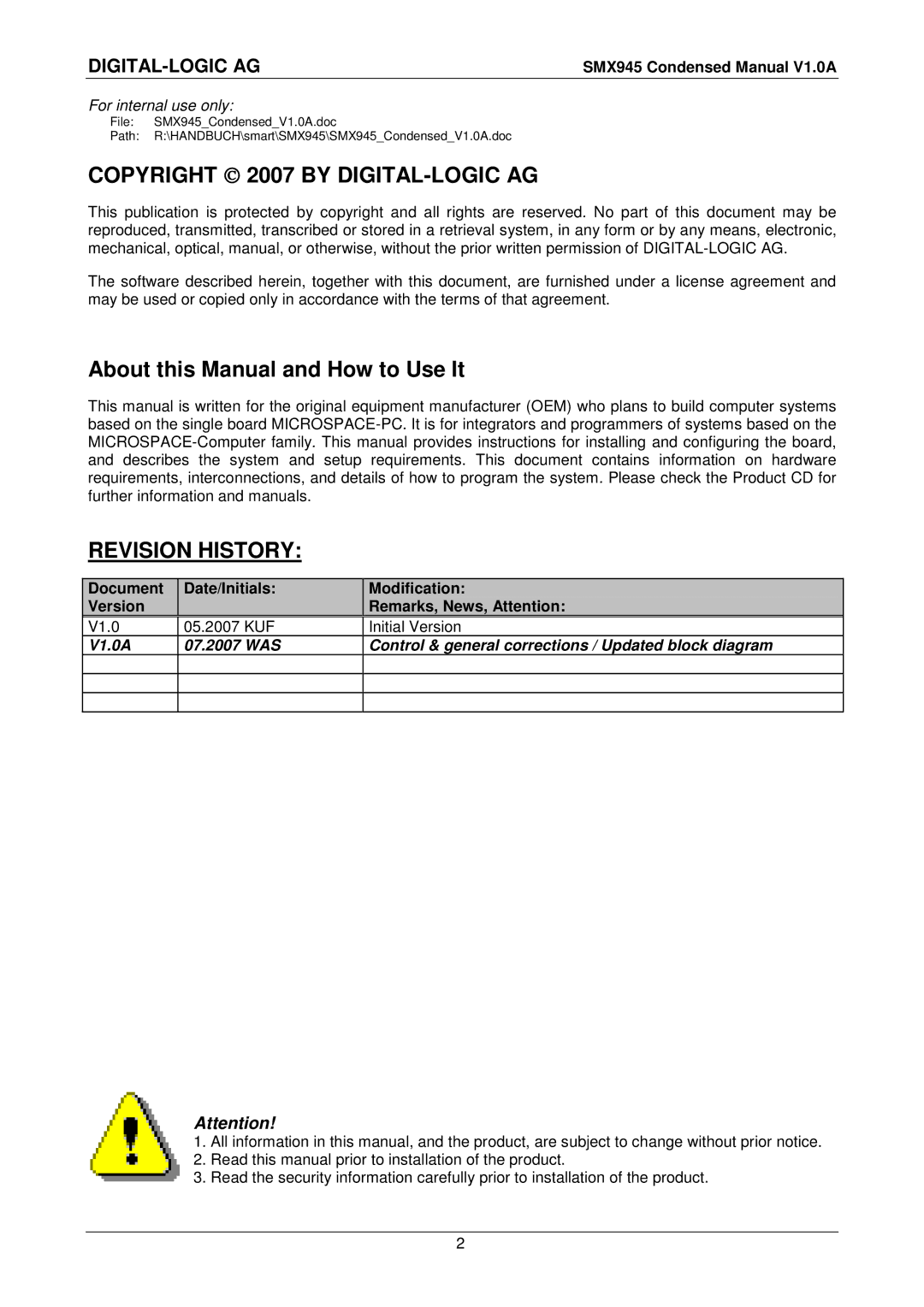 Compaq user manual SMX945 Condensed Manual V1.0A, Initial Version 