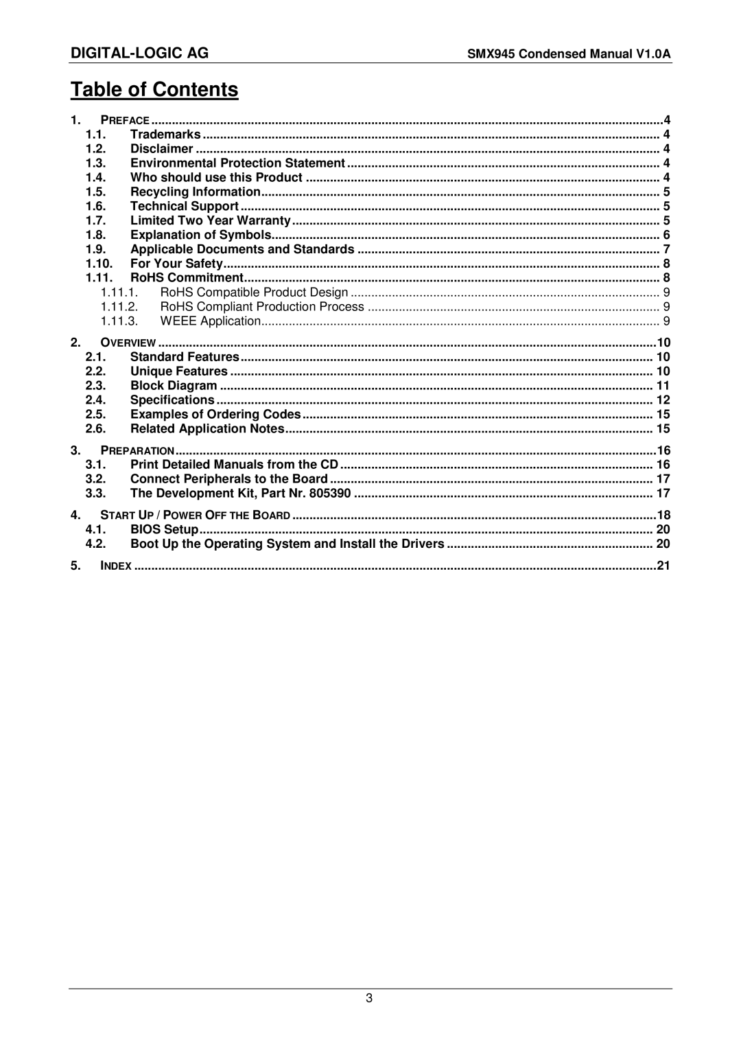 Compaq SMX945 user manual Table of Contents 