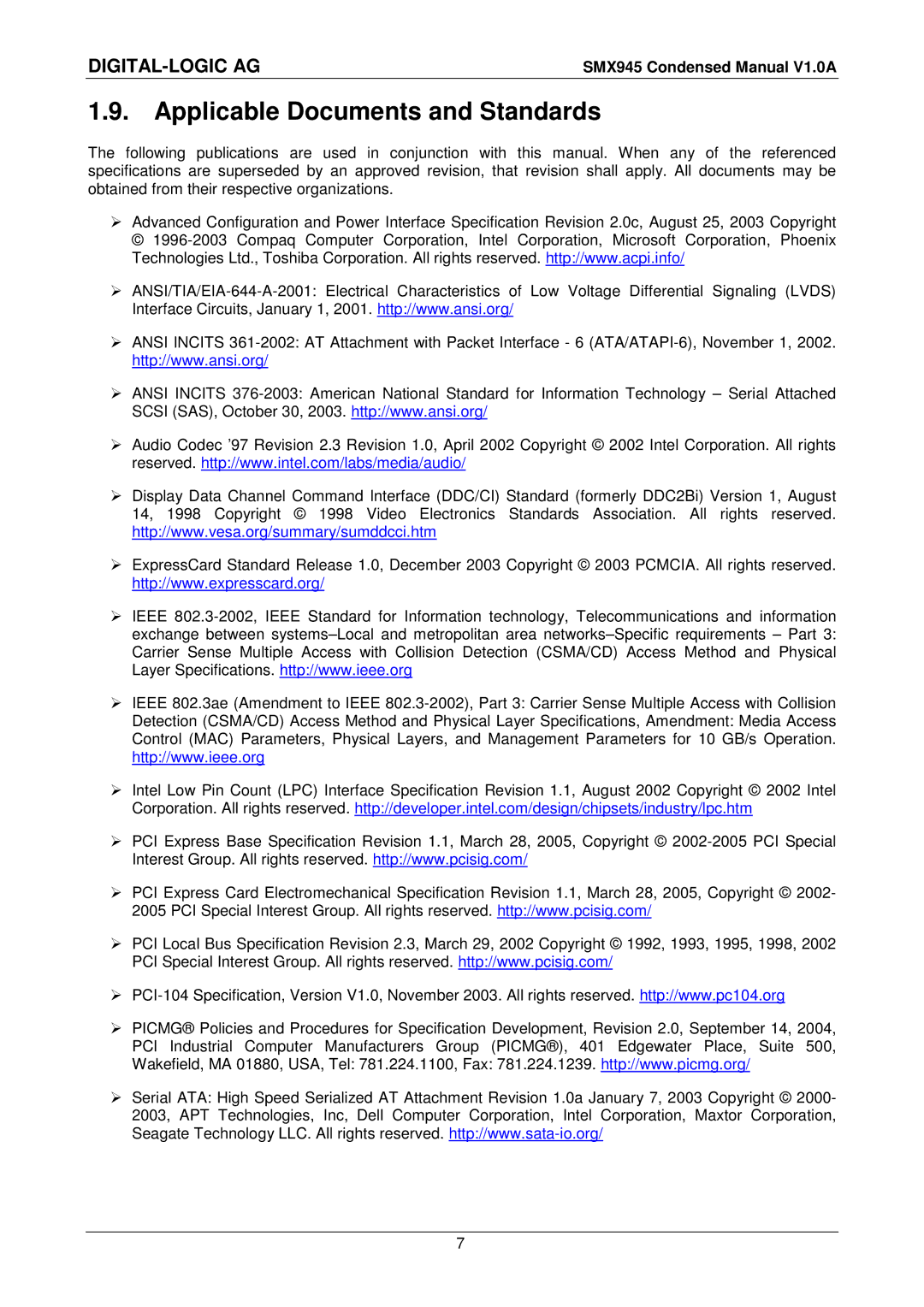 Compaq SMX945 user manual Applicable Documents and Standards 