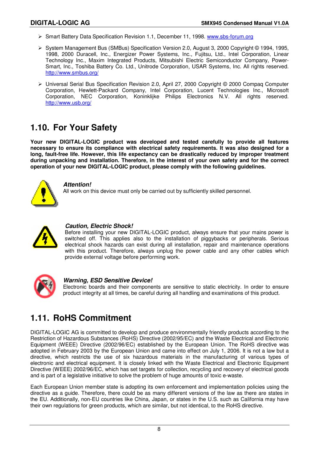 Compaq SMX945 user manual For Your Safety, RoHS Commitment 