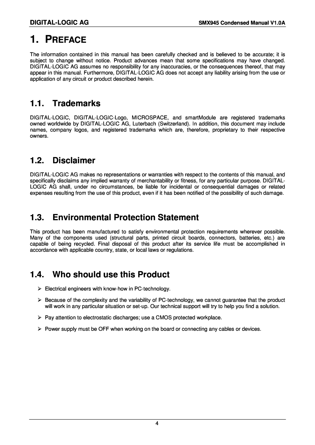 Compaq SMX945 user manual Preface, Trademarks, Disclaimer, Environmental Protection Statement, Who should use this Product 