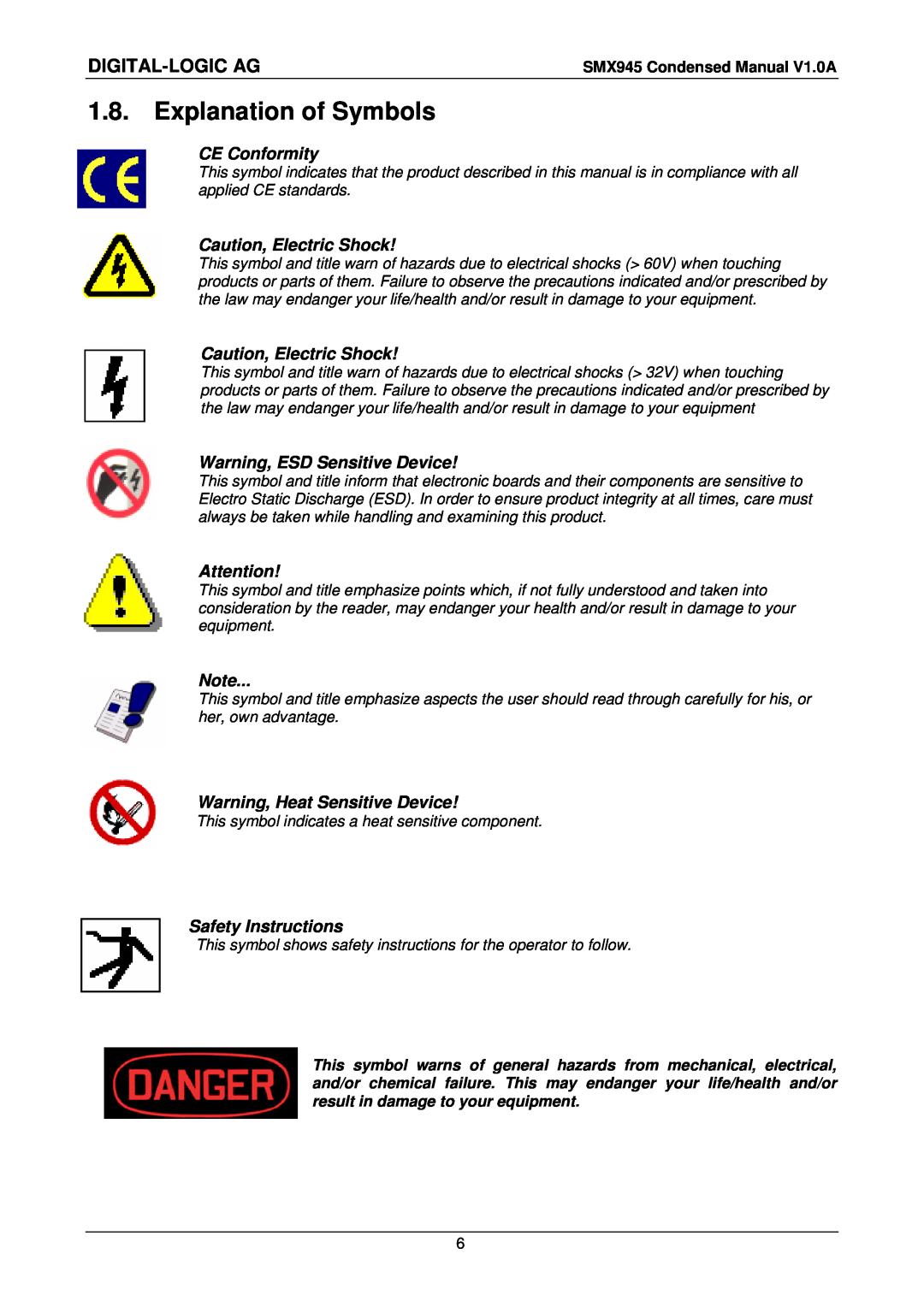 Compaq SMX945 user manual Explanation of Symbols, CE Conformity, Caution, Electric Shock, Warning, ESD Sensitive Device 