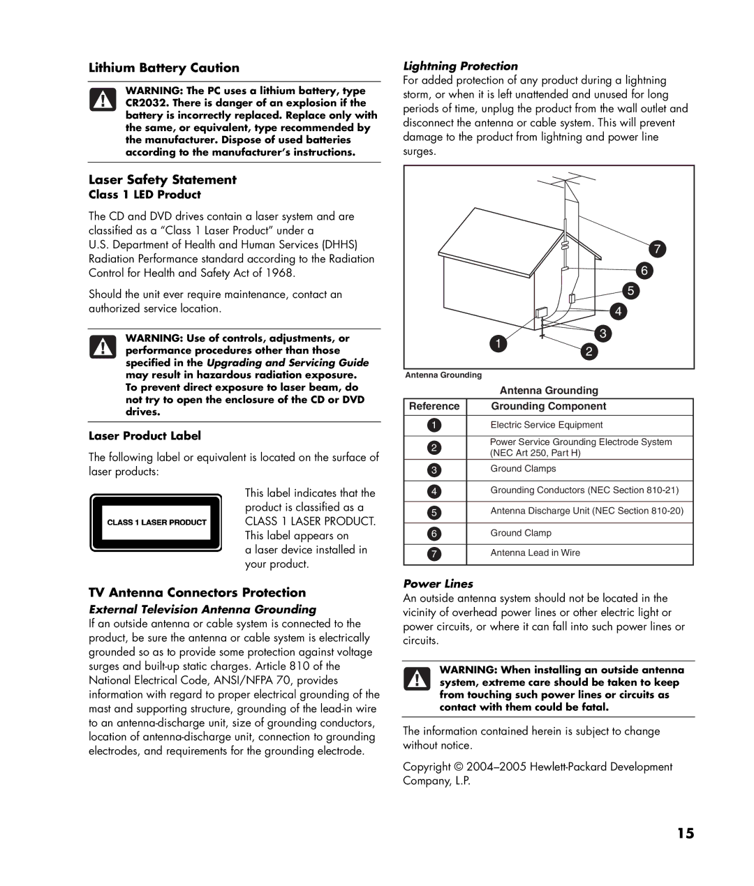 Compaq SR1677CF warranty Class 1 LED Product, Laser Product Label 