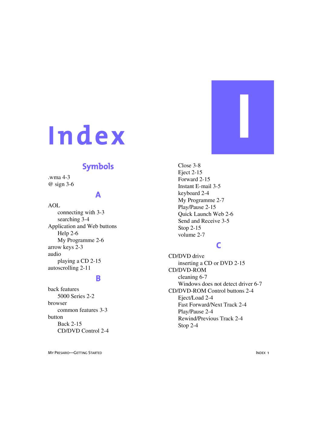 Compaq SRS4FXXXX-100 manual Index, Symbols 