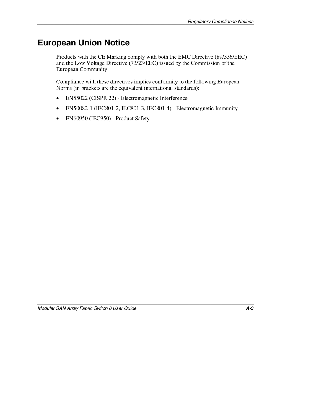 Compaq 230934-002, Switch 6 manual European Union Notice 