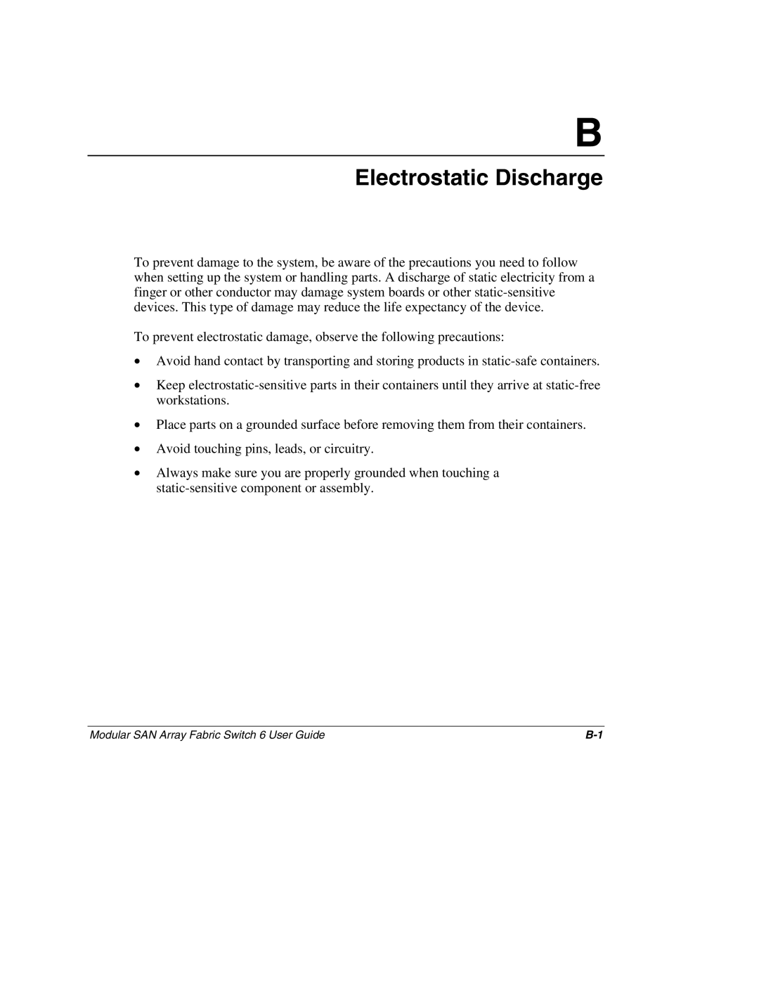 Compaq Switch 6, 230934-002 manual Electrostatic Discharge 