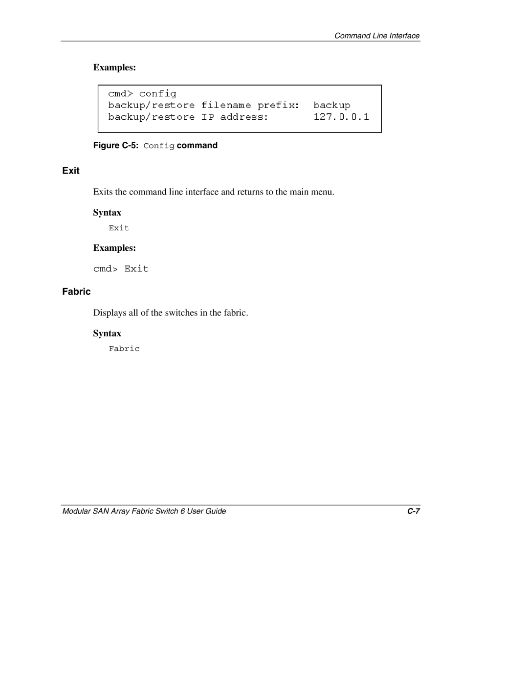 Compaq Switch 6, 230934-002 manual Exit, Fabric 