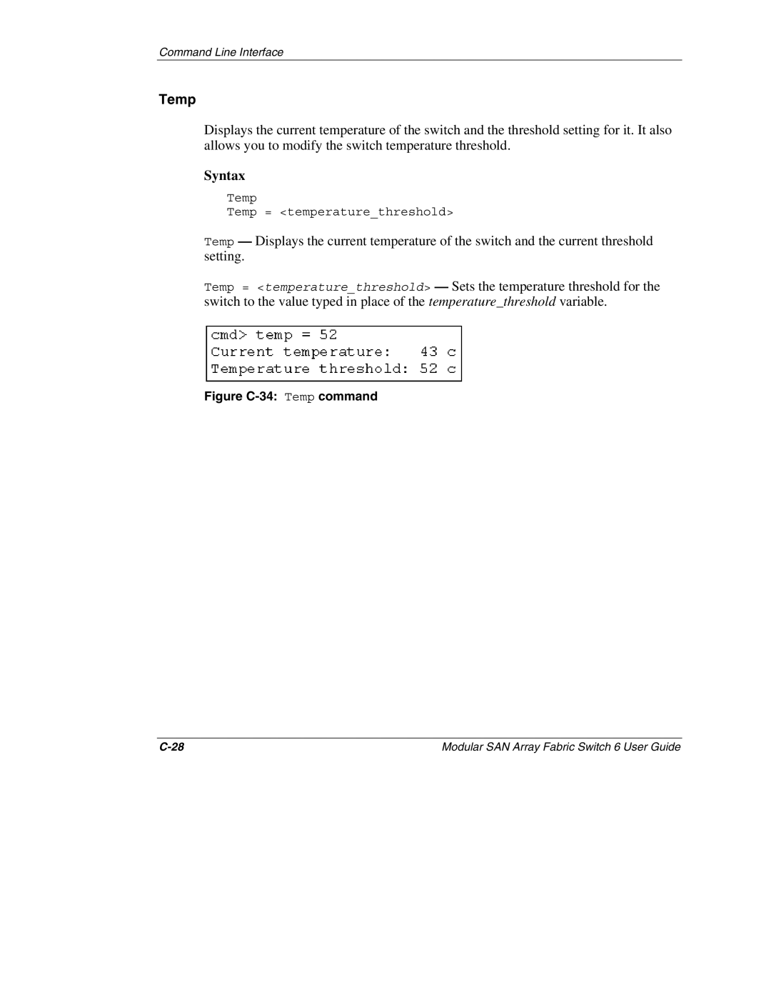 Compaq 230934-002, Switch 6 manual Figure C-34 Temp command 