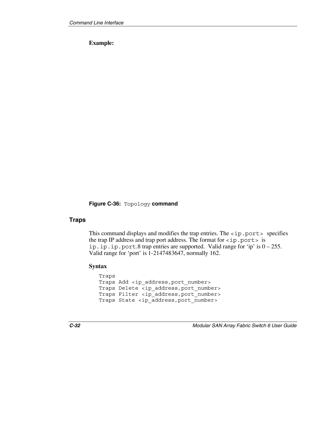 Compaq 230934-002, Switch 6 manual Traps, Figure C-36 Topology command 