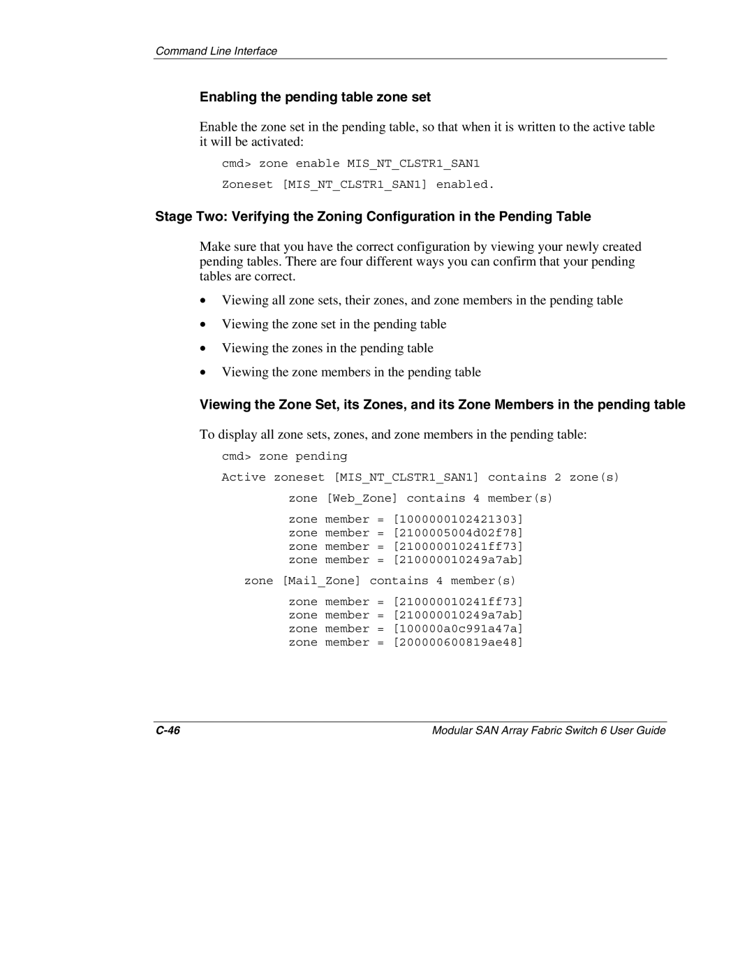 Compaq 230934-002, Switch 6 manual Enabling the pending table zone set 