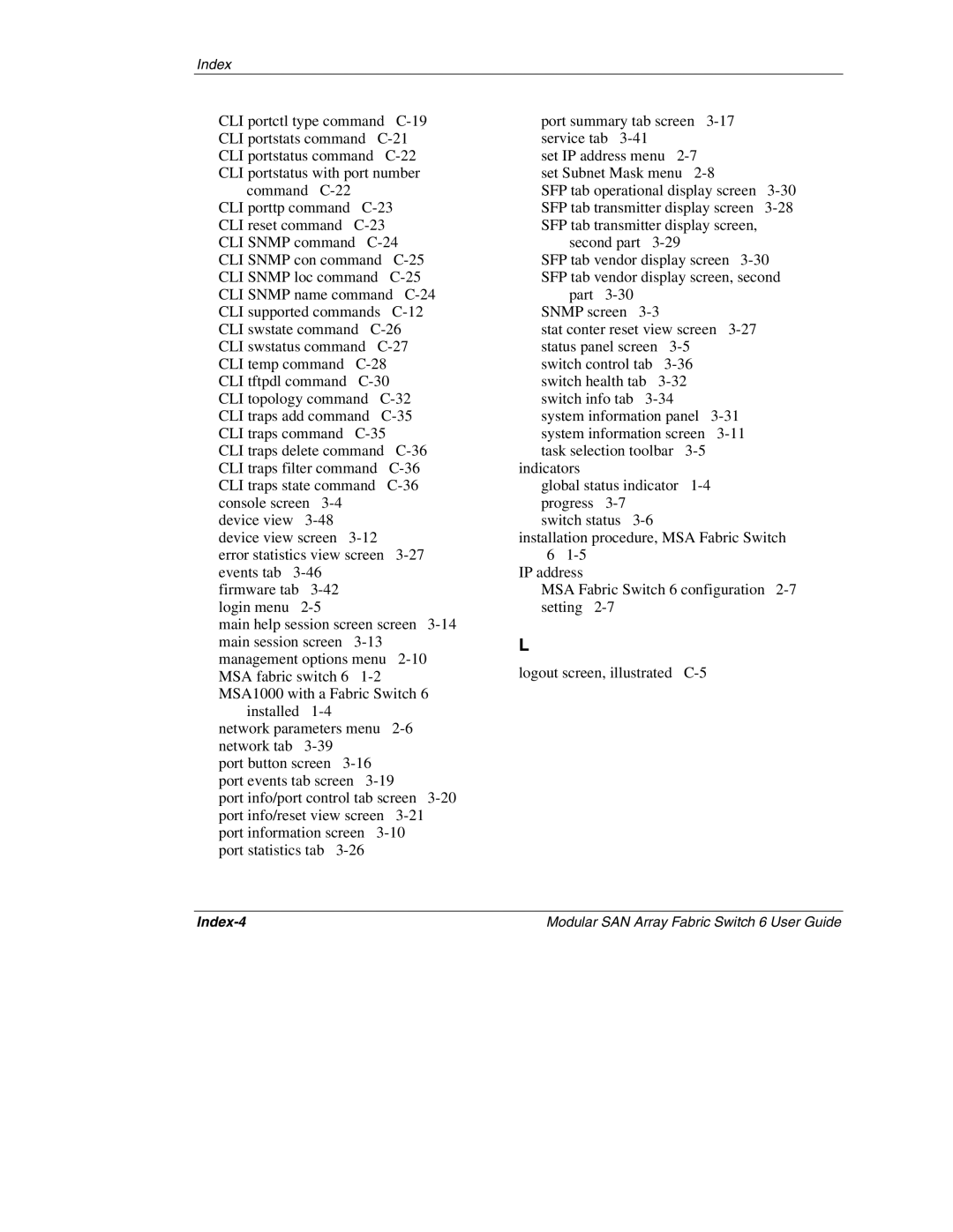 Compaq 230934-002, Switch 6 manual Index-4 