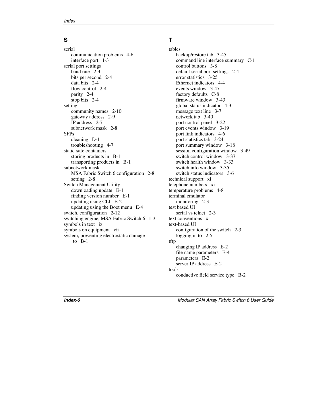 Compaq 230934-002, Switch 6 manual Index-6 