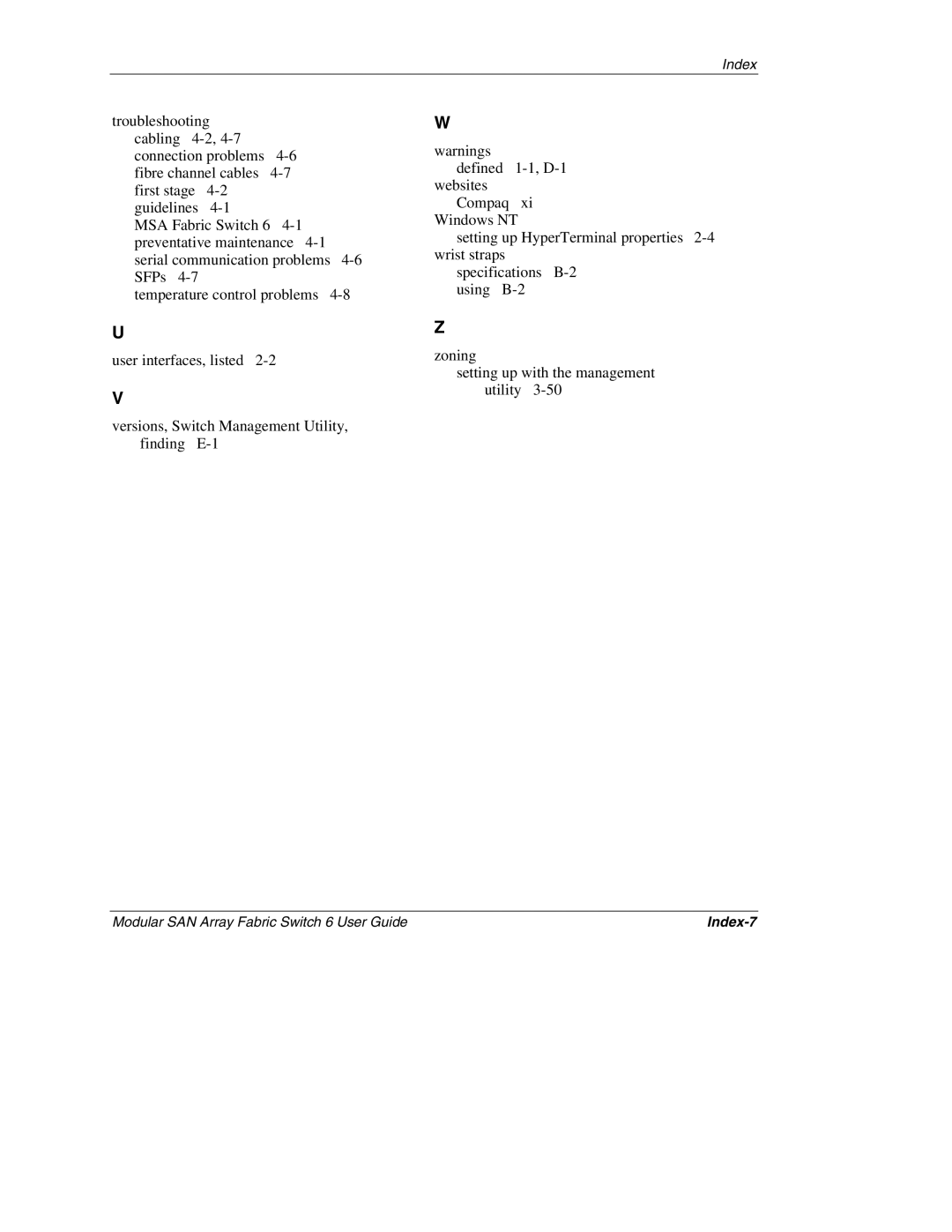 Compaq Switch 6, 230934-002 manual Index-7 