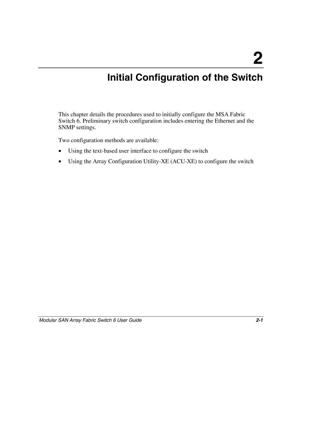 Compaq Switch 6, 230934-002 manual Initial Configuration of the Switch 