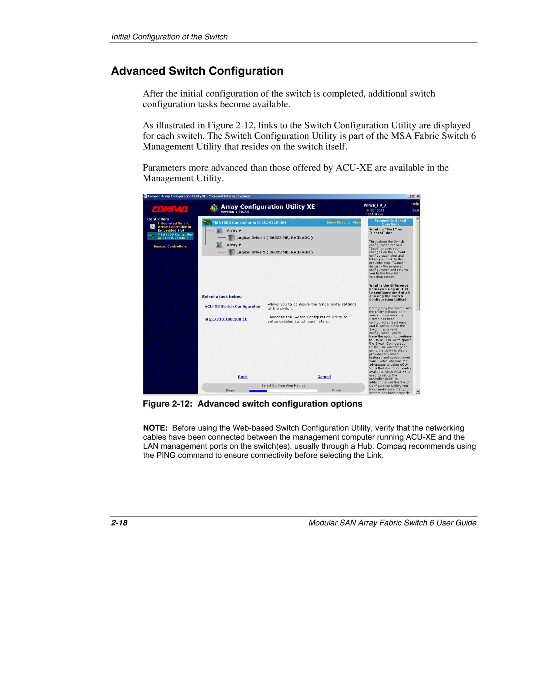 Compaq 230934-002, Switch 6 manual Advanced Switch Configuration, Advanced switch configuration options 