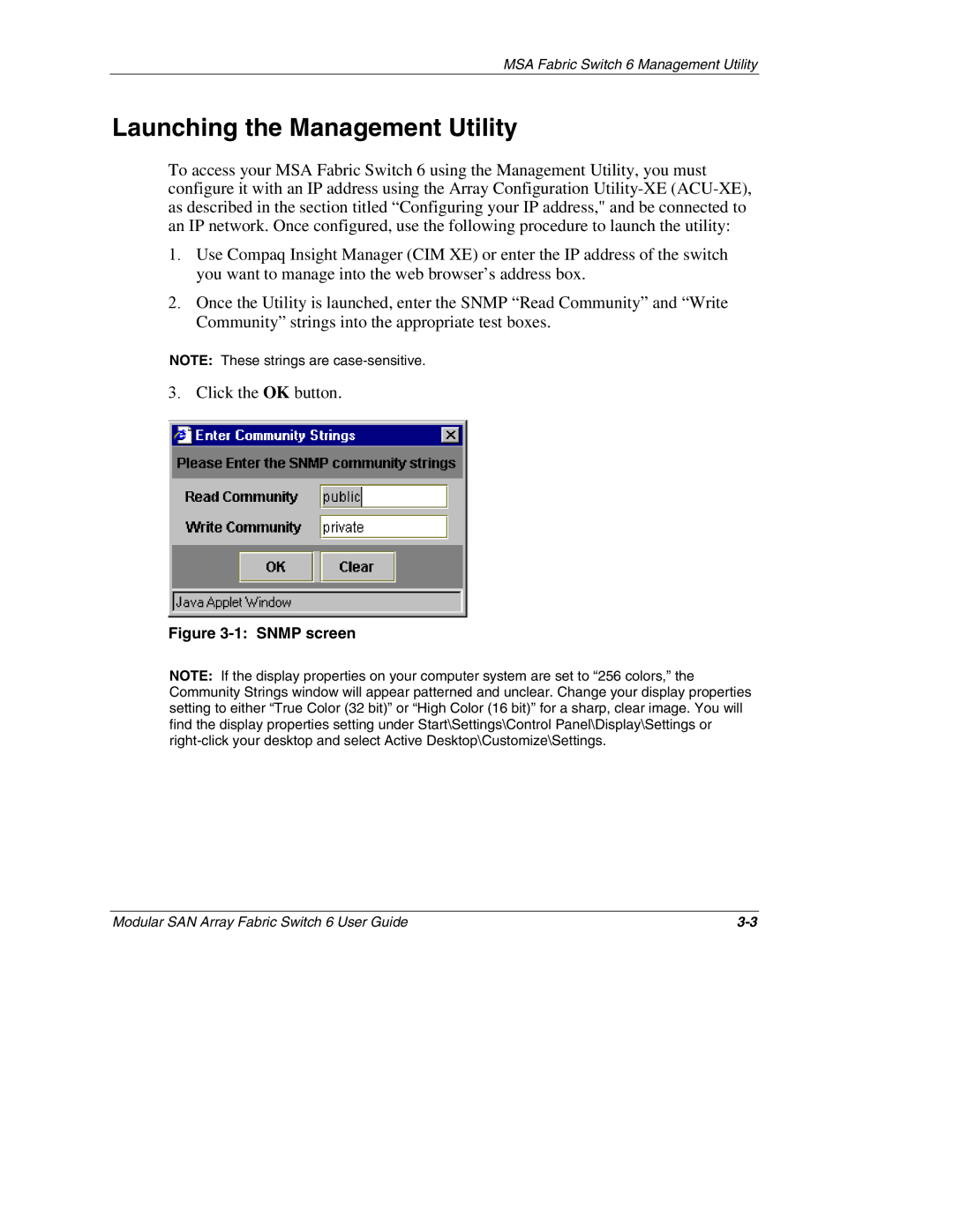 Compaq Switch 6, 230934-002 manual Launching the Management Utility, Snmp screen 