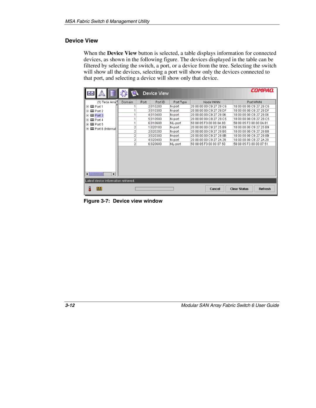 Compaq 230934-002, Switch 6 manual Device View, Device view window 