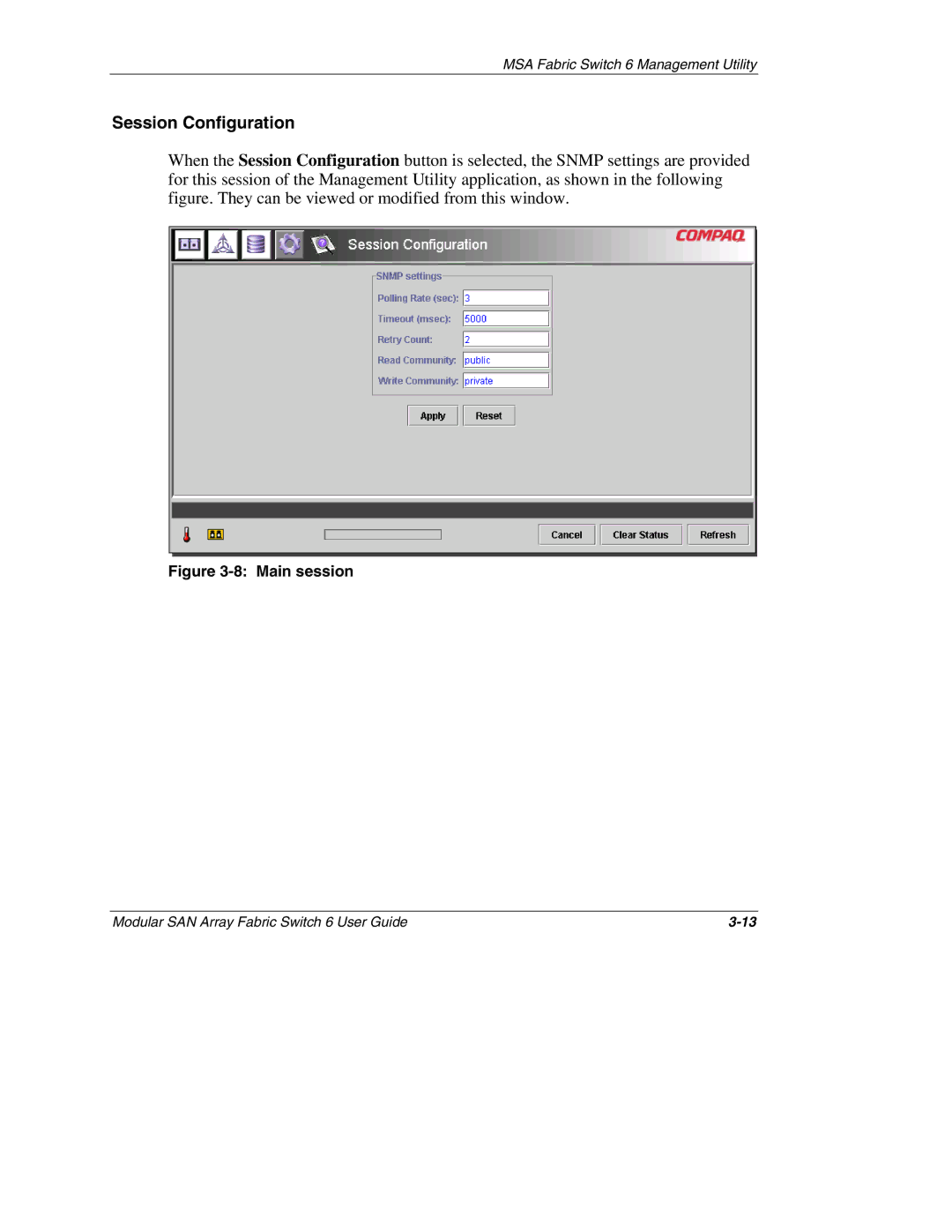 Compaq Switch 6, 230934-002 manual Session Configuration, Main session 