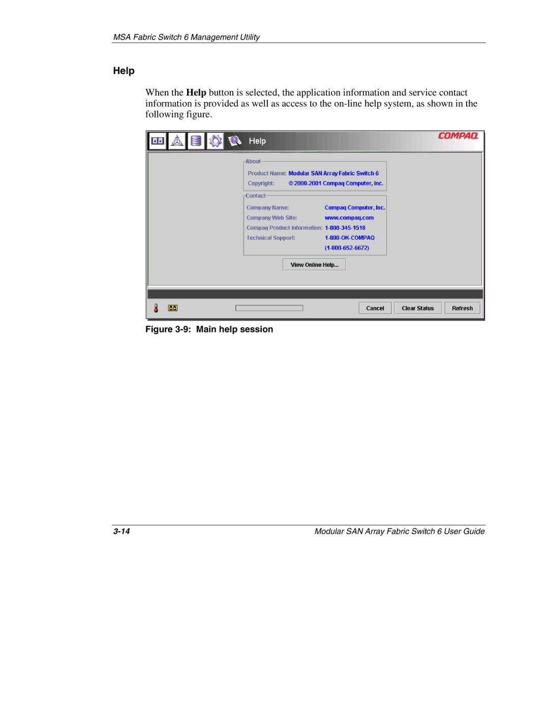 Compaq 230934-002, Switch 6 manual Help, Main help session 