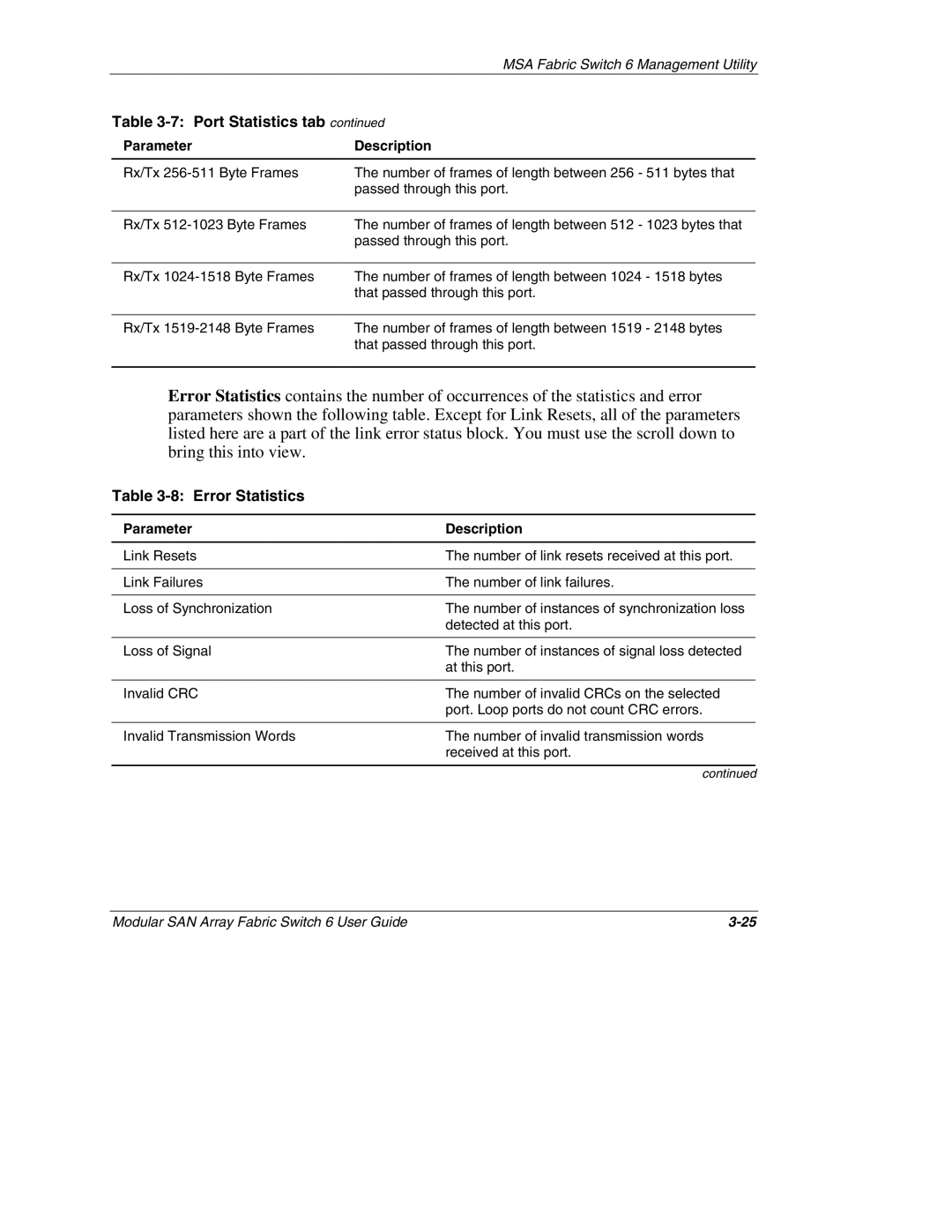 Compaq Switch 6, 230934-002 manual Port Statistics tab, Error Statistics 