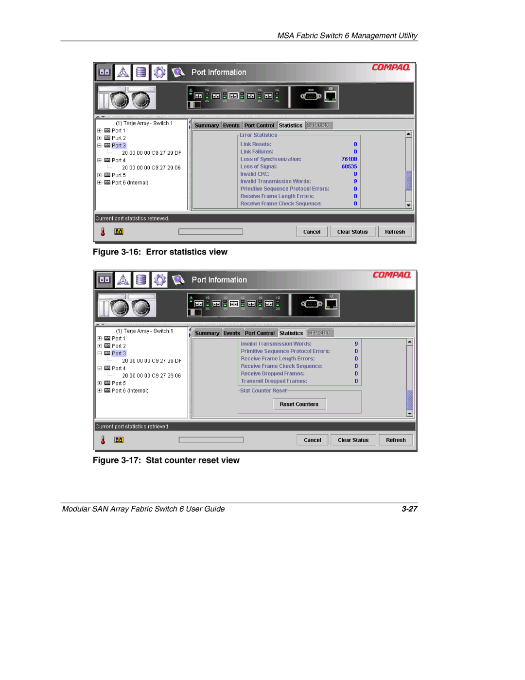 Compaq Switch 6, 230934-002 manual Error statistics view 