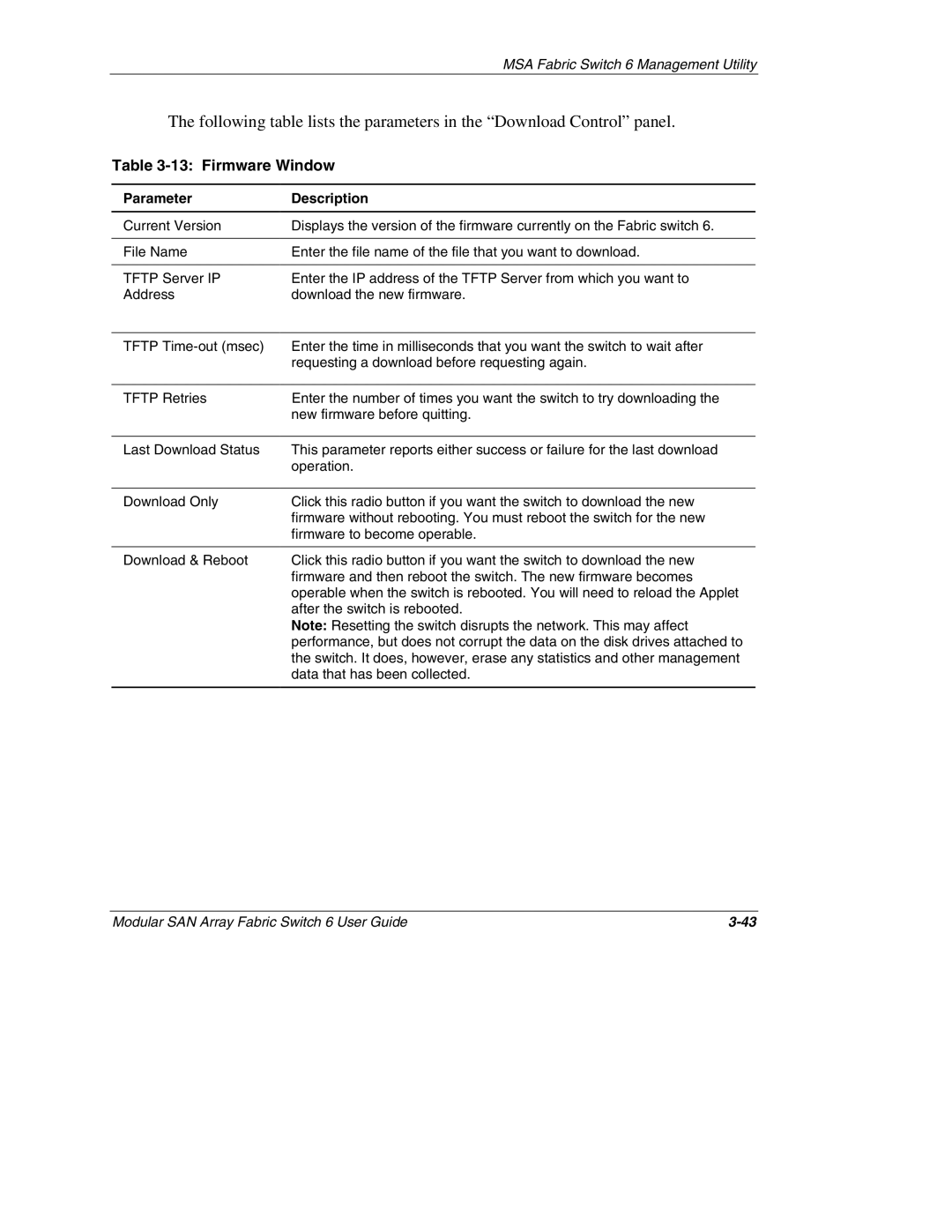 Compaq Switch 6, 230934-002 manual Firmware Window 