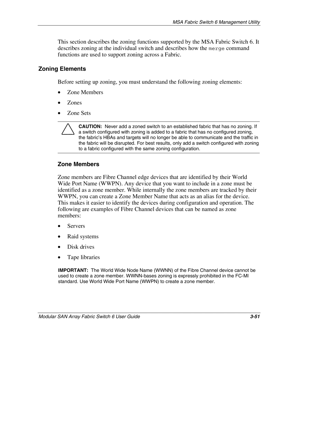 Compaq Switch 6, 230934-002 manual Zoning Elements, Zone Members 