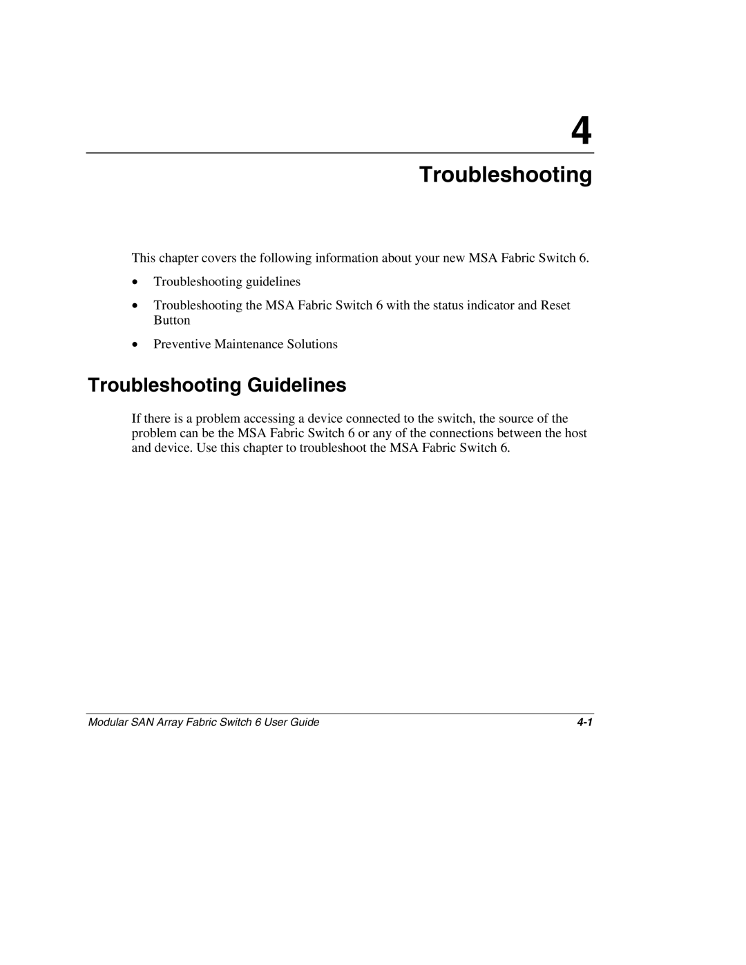 Compaq 230934-002, Switch 6 manual Troubleshooting Guidelines 