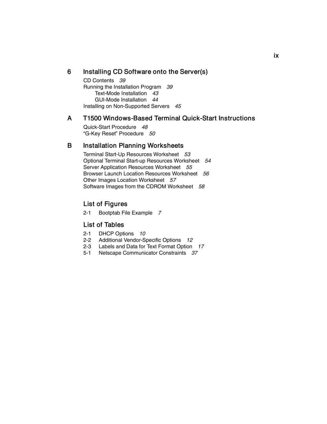 Compaq Installing CD Software onto the Servers, T1500 Windows-Based Terminal Quick-StartInstructions, List of Figures 