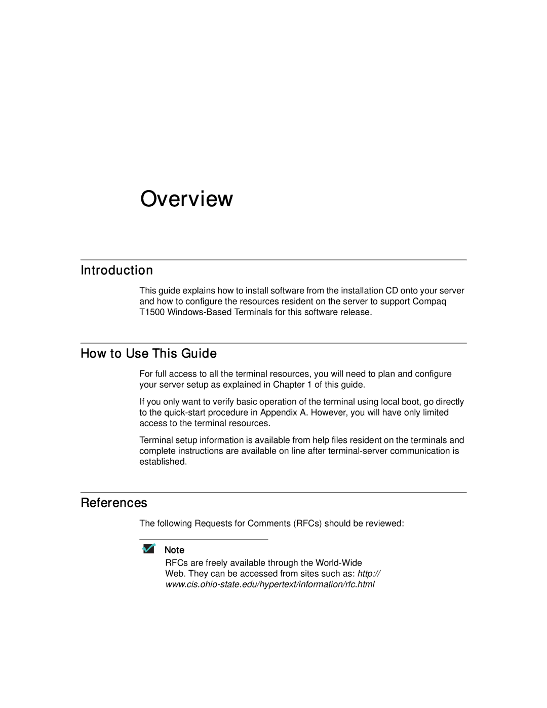 Compaq T1500 manual Overview, Introduction, How to Use This Guide, References 