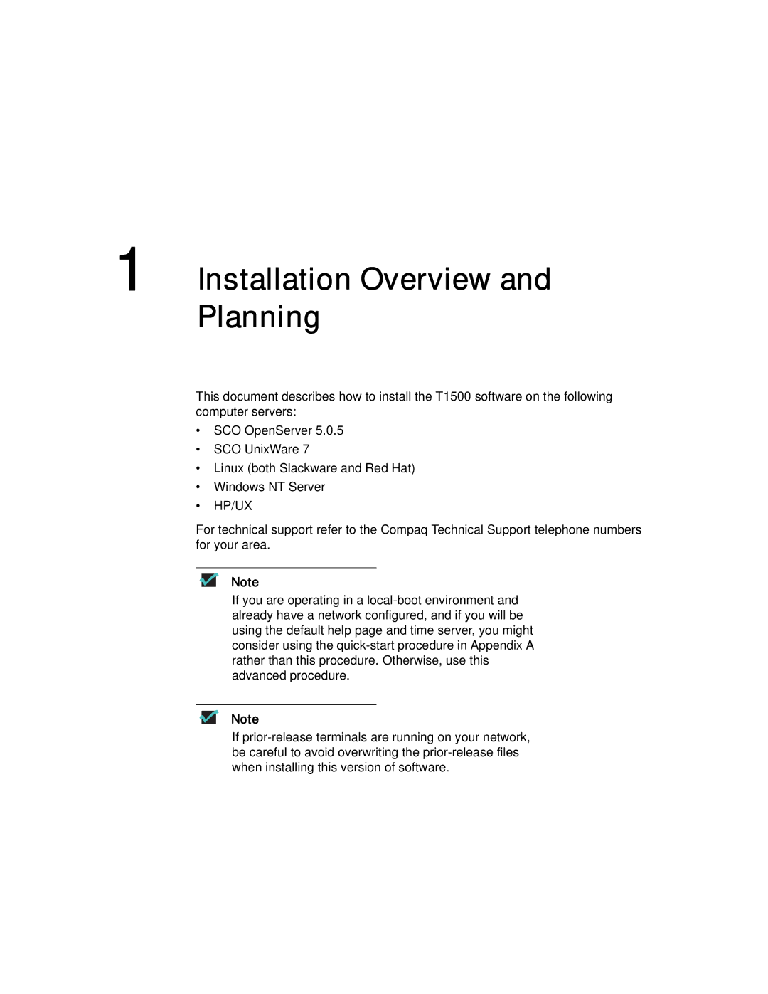 Compaq T1500 manual Installation Overview and Planning, Hp/Ux 