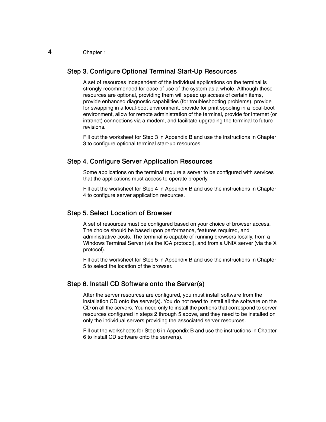 Compaq T1500 manual Configure Optional Terminal Start-Up Resources, Configure Server Application Resources 